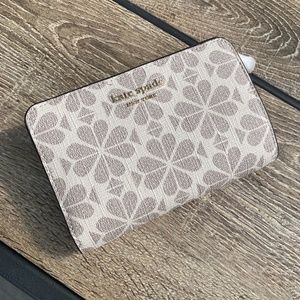 Spade Flower Coated Canvas Compact Wallet